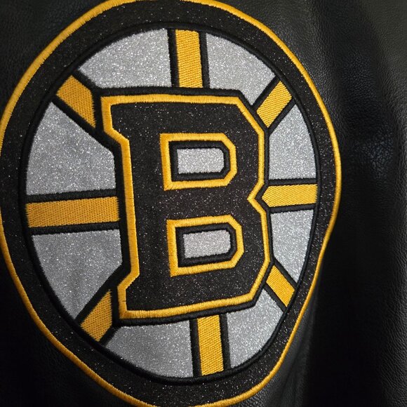 The Wild Collective NWT Began Leather Boston Bruins Moto Jacket Size L* - Picture 6 of 12